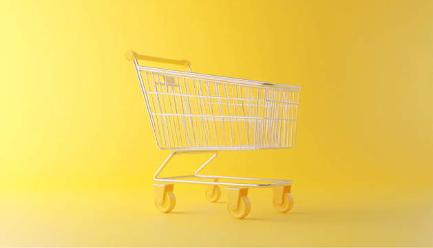 Small shopping cart on a laptop